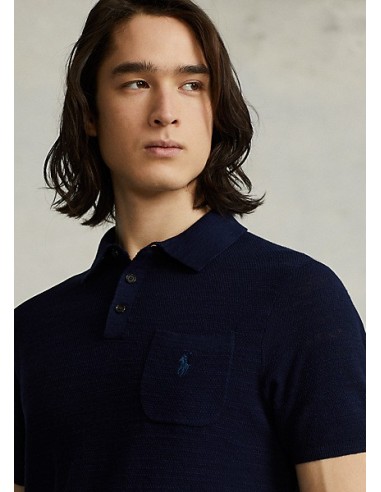 COTTON-LINEN POLO-COLLAR SWEATER