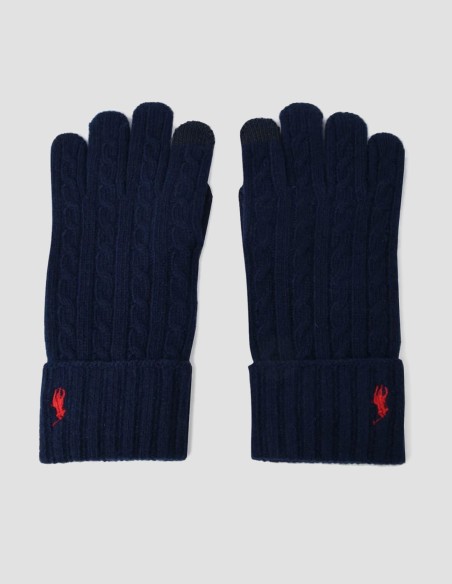 CABLE-KNIT WOOL-BLEND TOUCH GLOVES