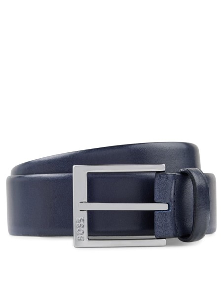 LEATHER BELT WITH SILVER-TONED BUCKLE