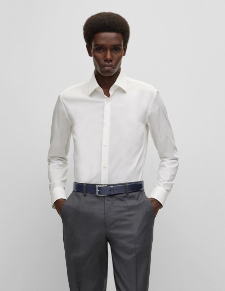 LEATHER BELT WITH SILVER-TONED BUCKLE