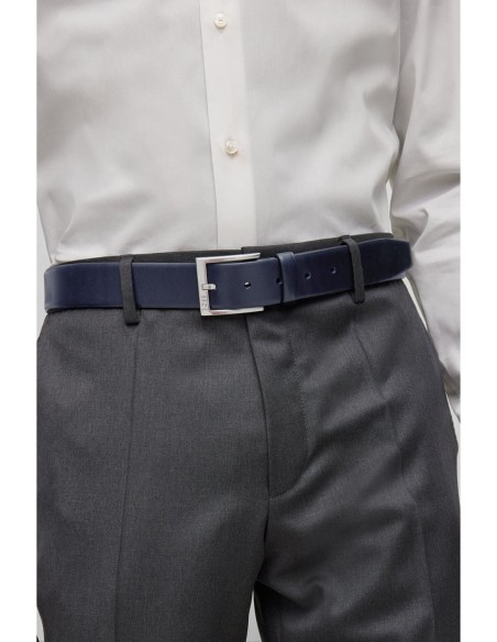 LEATHER BELT WITH SILVER-TONED BUCKLE