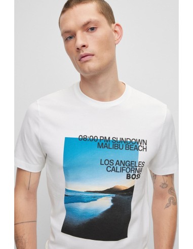 T-SHIRT WITH PHOTOGRAPHIC BEACH PRINT