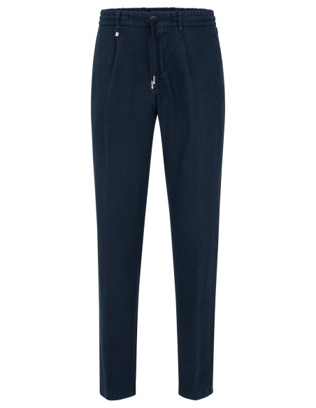 PLEAT-FRONT TROUSERS IN PURE LINEN WITH DRAWCORD