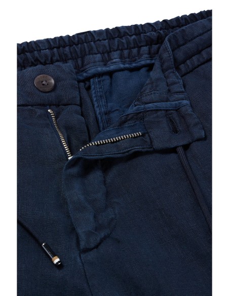 PLEAT-FRONT TROUSERS IN PURE LINEN WITH DRAWCORD