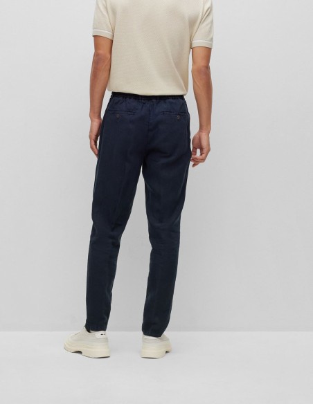 PLEAT-FRONT TROUSERS IN PURE LINEN WITH DRAWCORD