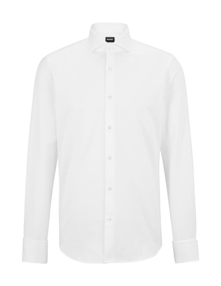 REGULAR FIT SHIRT IN MICRO-STRUCTURED COTTON