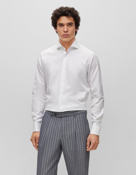 REGULAR FIT SHIRT IN MICRO-STRUCTURED COTTON