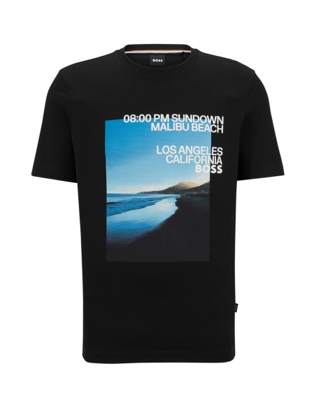 T-SHIRT WITH PHOTOGRAPHIC BEACH PRINT