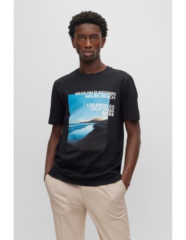 T-SHIRT WITH PHOTOGRAPHIC BEACH PRINT
