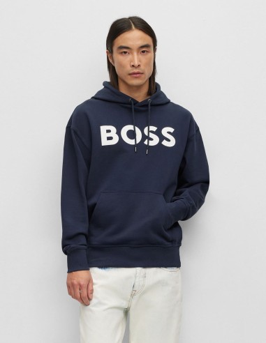 LOGO PRINT HOODIE IN TERRY COTTON