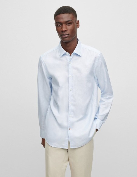 CASUAL FIT SHIRT IN A LINEN BLEND WITH COTTON