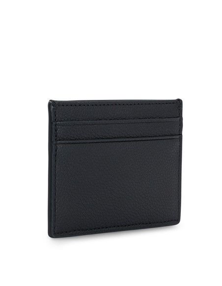 GRAINED FAUX LEATHER SIGNATURE-STRIPE CARD HOLDER