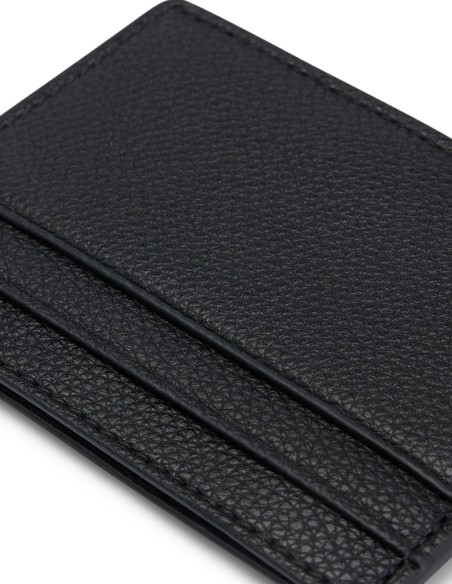GRAINED FAUX LEATHER SIGNATURE-STRIPE CARD HOLDER