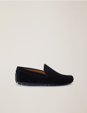 SUEDE MOCCASINS WITH LOGO