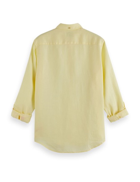 REGULAR FIT LINEN SHIRT WITH SLEEVE ROLL-UP