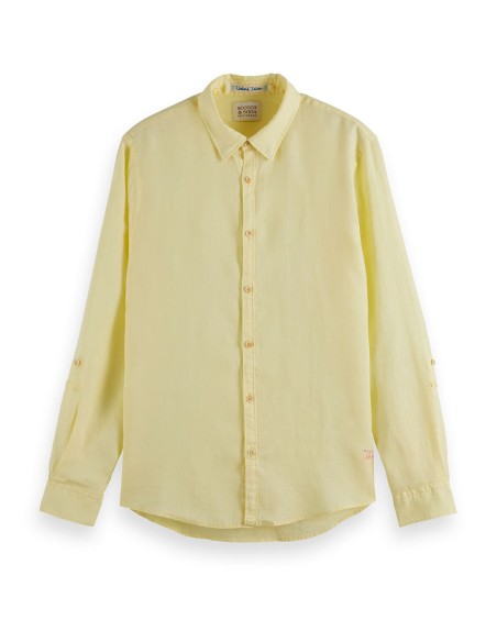 REGULAR FIT LINEN SHIRT WITH SLEEVE ROLL-UP