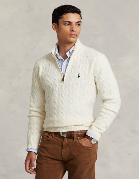 CABLE-KNIT WOOL-CASHMERE SWEATER