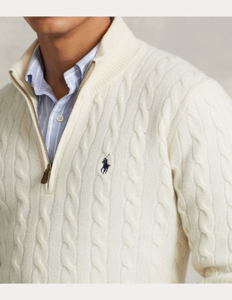 CABLE-KNIT WOOL-CASHMERE SWEATER