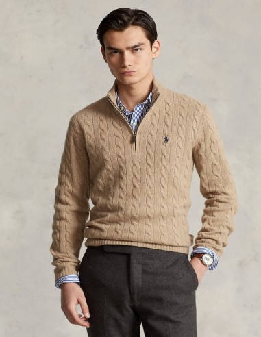 CABLE-KNIT WOOL-CASHMERE SWEATER