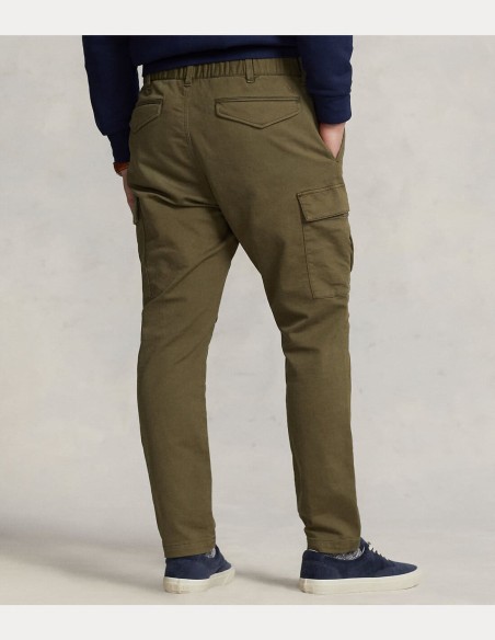 STRETCH SLIM KNITLIKE TWILL CARGO TROUSERS