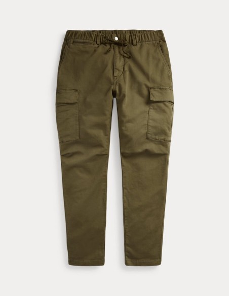 STRETCH SLIM KNITLIKE TWILL CARGO TROUSERS