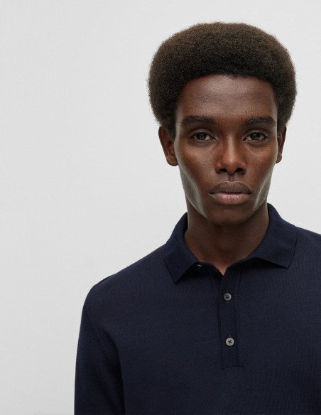 SLIM FIT WOOL SWEATER WITH POLO COLLAR