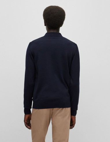 SLIM FIT WOOL SWEATER WITH POLO COLLAR