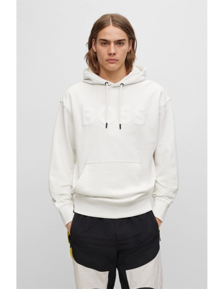 LOGO PRINT HOODIE IN TERRY COTTON