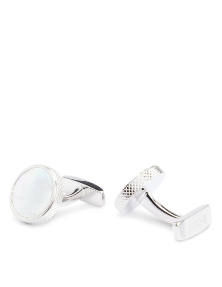 ROUND CUFFLINKS WITH MOTHER-OF-PEARL INSERT