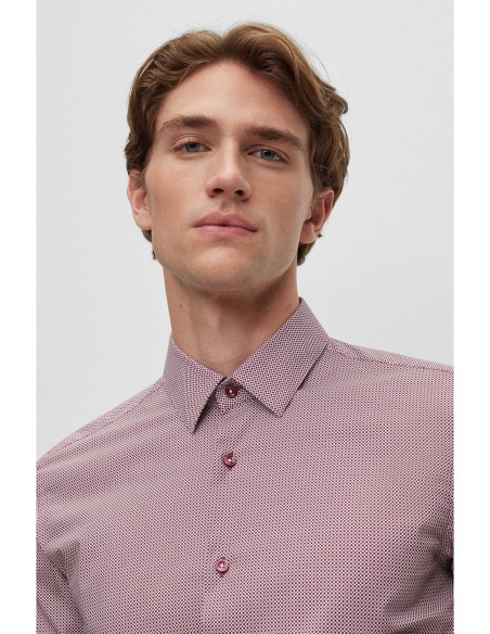 SLIM FIT SHIRT IN PATTERNED STRETCH COTTON