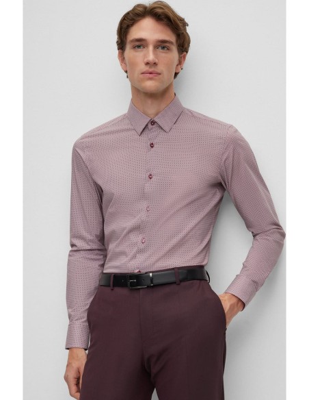 SLIM FIT SHIRT IN PATTERNED STRETCH COTTON