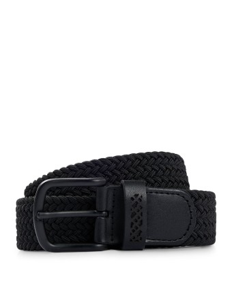 WOVEN BELT WITH LEATHER TRIMS