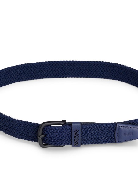 WOVEN BELT WITH LEATHER TRIMS