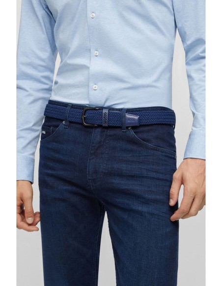 WOVEN BELT WITH LEATHER TRIMS