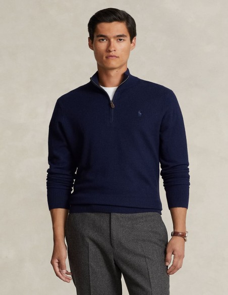 WASHABLE WOOL QUARTER ZIP JUMPER