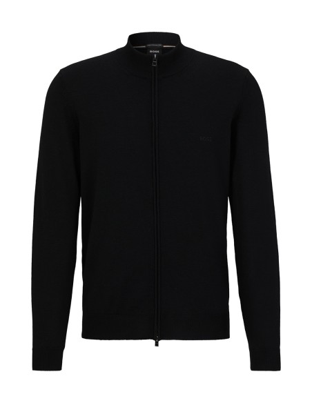 ZIP-UP WOOL CARDIGAN WITH EMBROIDERED LOGO