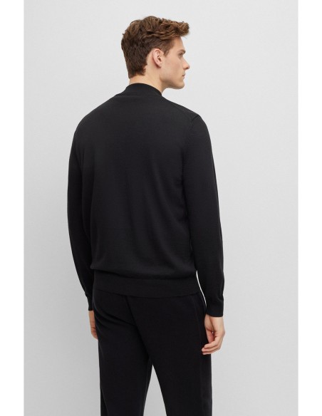 ZIP-UP WOOL CARDIGAN WITH EMBROIDERED LOGO