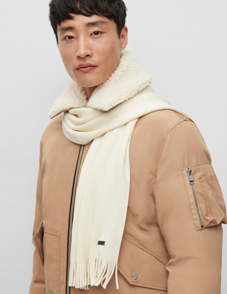 RASCHEL-KNIT WOOL SCARF