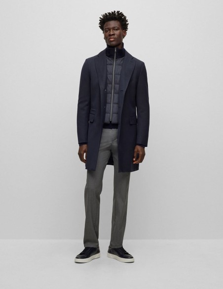 WATER-REPELLENT WOOL-BLEND COAT WITH ZIP UP INNER