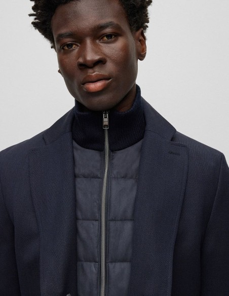 WATER-REPELLENT WOOL-BLEND COAT WITH ZIP UP INNER