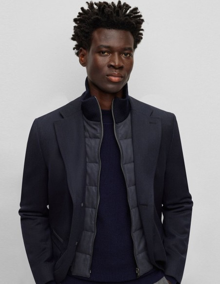 WATER-REPELLENT WOOL-BLEND COAT WITH ZIP UP INNER