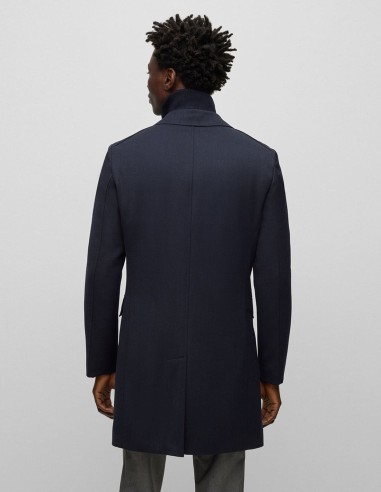 BOSS - Water-repellent hooded coat in a wool blend