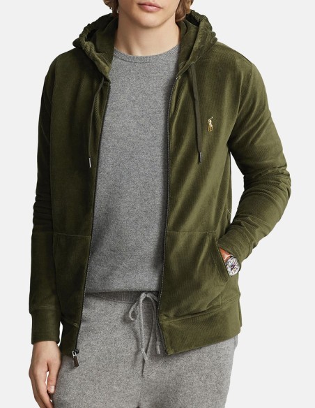 KNIT CORDUROY FULL-ZIP HOODIE