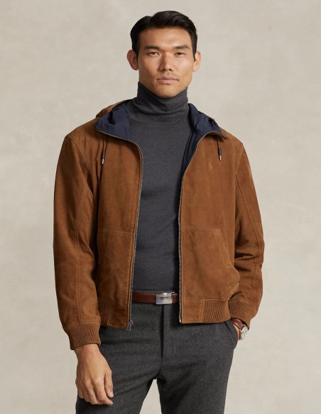 REVERSIBLE SUEDE-TAFFETA HOODED JACKET