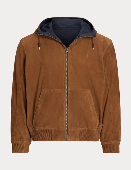 REVERSIBLE SUEDE-TAFFETA HOODED JACKET