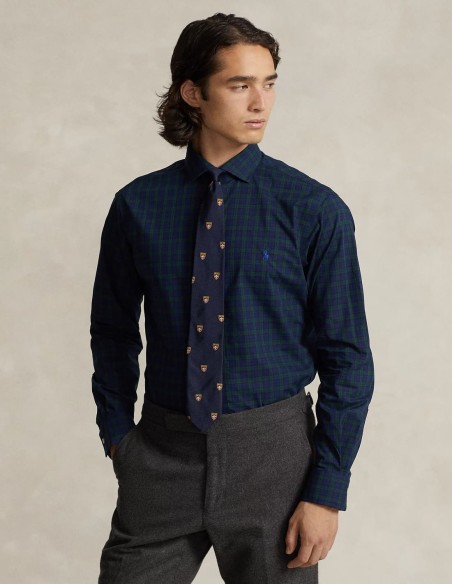 CUSTOM FIT PLAID POPLIN SHIRT