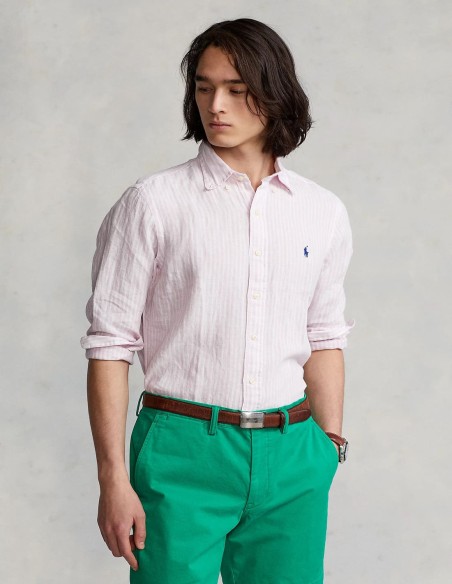 CUSTOM FIT STRIPED LINEN SHIRT