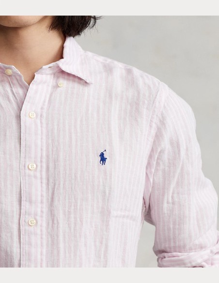 CUSTOM FIT STRIPED LINEN SHIRT