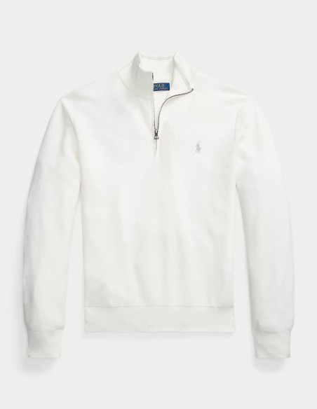 MESH-KNIT COTTON QUARTER ZIP JUMPER