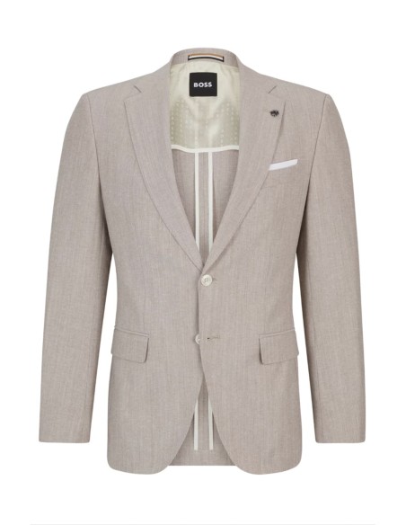 SLIM FIT JACKET IN A MICRO-PATTERNED COTTON BLEND